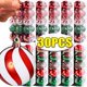 thumbnail image 2 of 30/6 piezas de bolas de Navidad con purpurina, adornos rojos y blancos para colgar en el árbol de Navidad, decoración para fiesta de Año Nuevo en el hogar, regalo de bola de Navidad, 2 of 5