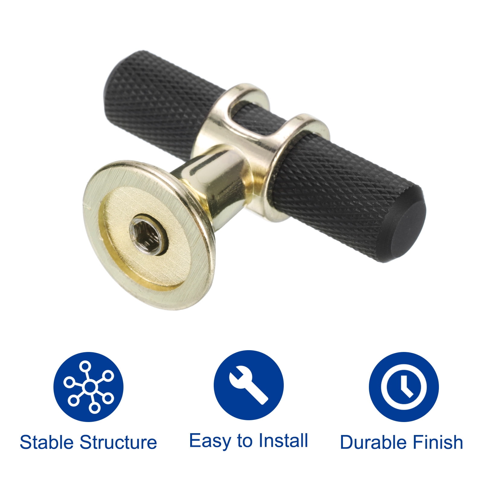 Unique Bargains Kitchen Cabinet Knobs T Bar Pull Handles Black 2"