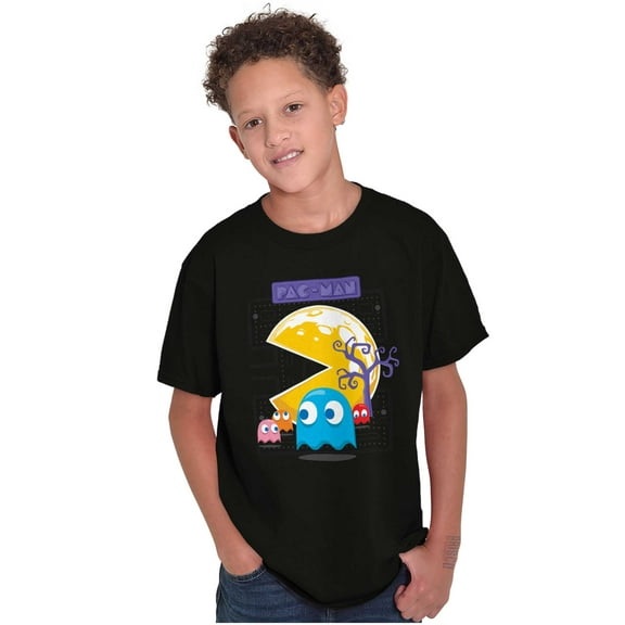 PACMAN Halloween Spooky Moon Night Crewneck T Shirts Boy Girl Teen Brisco Brands S