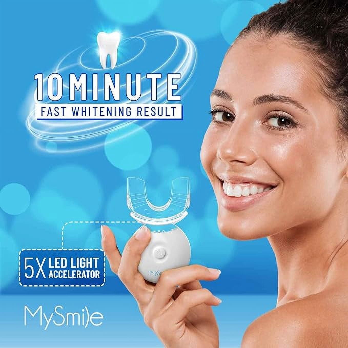 MySmile Teeth Whitening Kit with 5-LED Teeth Whitening Light Tray, Non-Sensitive Gentle 3*3ml Teeth Whitening Gel Refill, Tooth Whitener, Mint