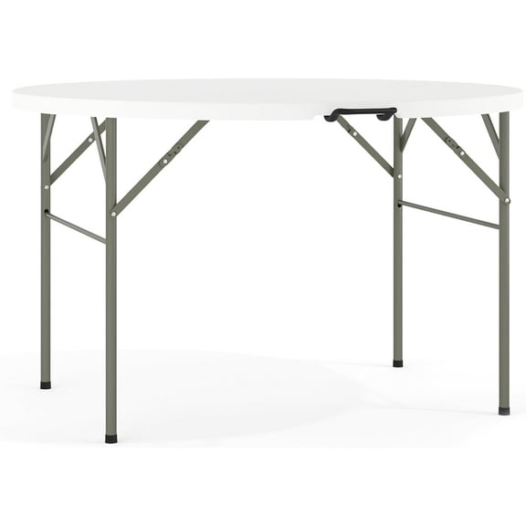Hyxoo 4-Foot Round Bi-Fold Granite White Plastic Event Folding Table with Handle