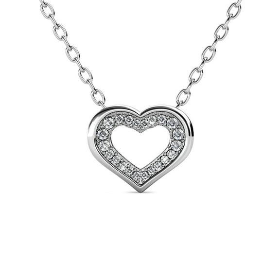 Cate & Chloe Dominique 18k White Gold Plated Pendant Necklace with Swarovski Crystals for Women