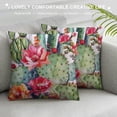 thumbnail image 3 of GOSMITH  Couch Pillow Cover Cactus, Tropical Cactus Floral Rose Decorative Throw Pillowcase Cushion Cover Throw Pillows Covers for Sofa Bedroom Car Living Room, Green Pink, 3 of 5