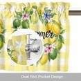 thumbnail image 6 of Summer Valance Curtain Yellow Green Lemon Leaf Flowers Garland Buffalo Plaid Window Valances Rod Pocket Short Curtains Window Treatments for Kitchen Bedroom Bathroom Laundry 54" x 18", 6 of 9