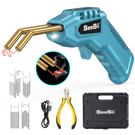 SEESII Cordless Plastic Welder,40W Plastic Welding Gun with 3 Gear and 200PCS 4 Types Hot Staples