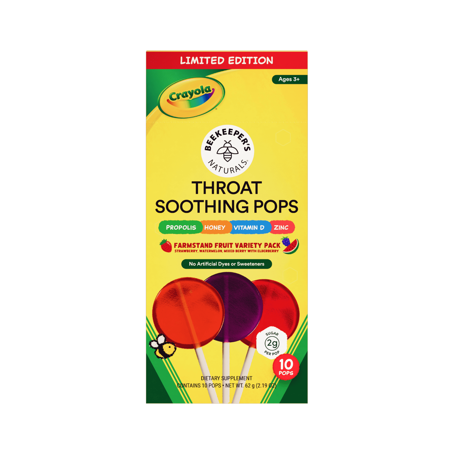 Beekeeper's Naturals Kids Lollipops With Vitamin D & Honey