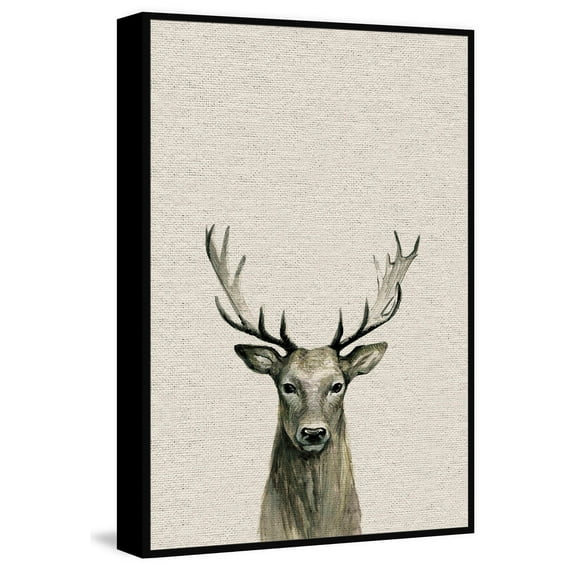 Staring Buck II Floater Framed Painting Print on Canvas