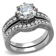 thumbnail image 1 of High polished (no plating) Stainless Steel Ring with AAA Grade CZ in Clear for Women Clear Stone Color Style TK1W007 Size 9, 1 of 5
