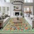 thumbnail image 3 of Large Area Rugs for Living Room Bedroom, Boho Green Flowers 8'x10' Rug Washable Carpet Runner Indoor Outdoor, Spring Abstract Watercolor Floral Leaf Non Slip Floor Mats Rug for Kitchen, Patio, 3 of 8