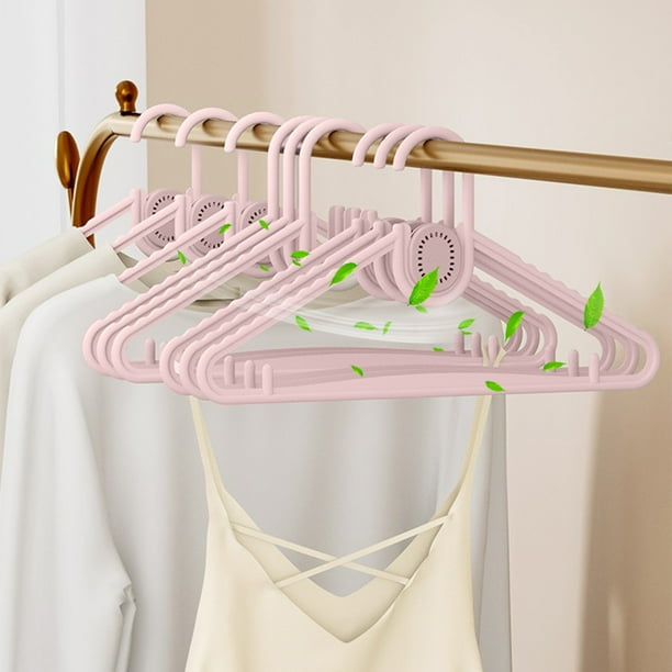 Aromatherapy Clothes Hanger | Non-Slip Plastic Garment Organizer | Space Saving Drying Rack | Built-In Fragrance Diffuser | Multi Hook Shoulder Saver | 40x21.5cm | White Pink Khaki Green