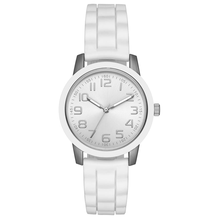 Time and Tru Women's Easy Read Silicone Watch, White photo 1