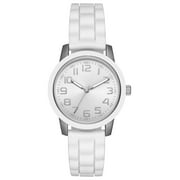 Time & Tru Women's Wristwatch: Silver Case, White Bezel, Easy Read Dial, Silicone Strap (FMDOTT014)