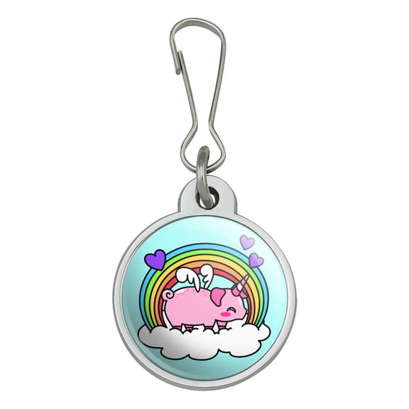 Cute Unicorn Pig with Rainbow Jacket Handbag Purse Luggage Backpack Zipper Pull Charm