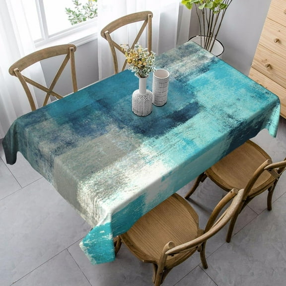Teal Grey Tablecloth Rectangle Table Cloth Washable Table Cover for Decoration Kitchen Dining Room 60x84 Inch