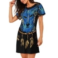 thumbnail image 2 of Easygdp Wolf Head And Dreamcatcher Camisón de manga corta para mujer, informal, estampado, 2 of 6