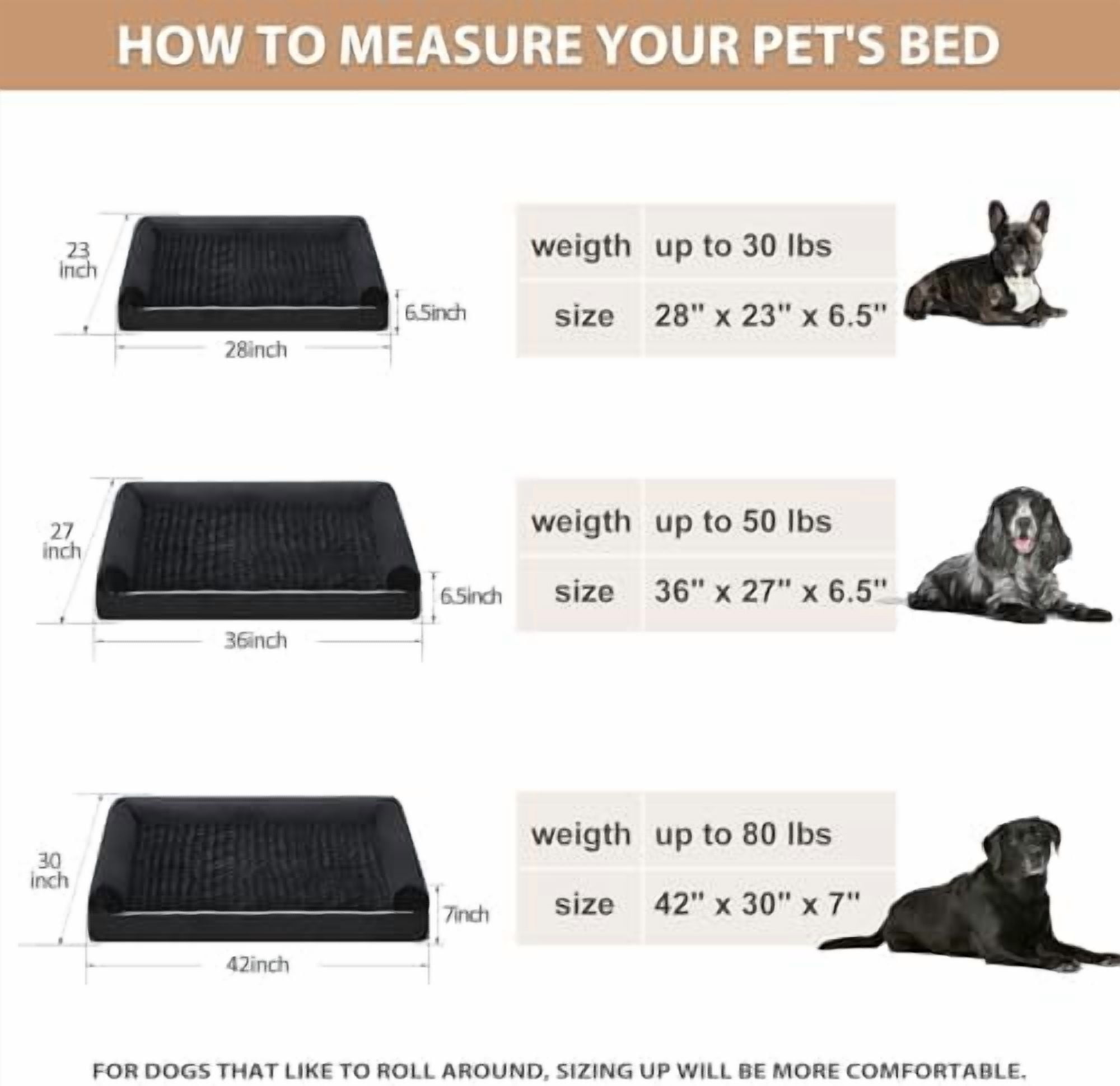 Dog Beds for Large Dogs, Orthopedic Dog Bed for Medium Large Dogs,Big Waterproof Couch Pet Bed with Removable Washable Cover Brown,54"L x 36"W x 7"Th