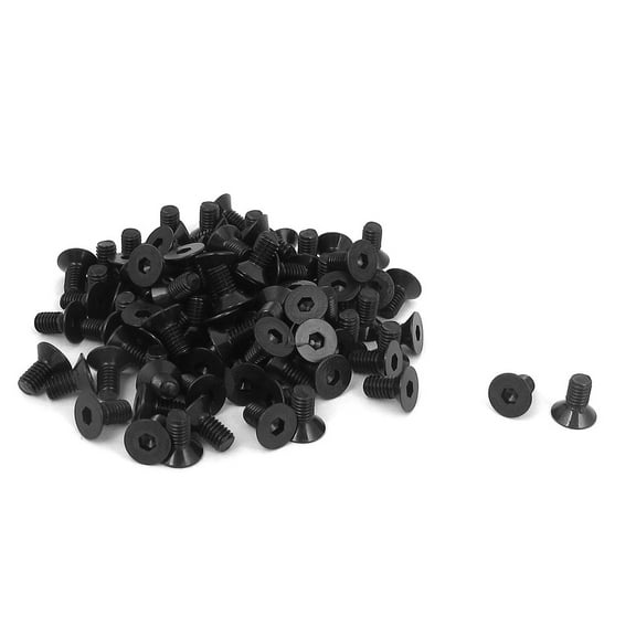 Uxcell M3 x 6mm Metric Hex Socket Countersunk Flat Head Screw Bolts Black (100-pack)