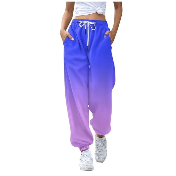 Satingcolo Plus Size Sweatpants for Women High Waisted Yoga Track Pants Y2k Tie Dye Baggy Sweatpants with Pockets Joggers,Blue 3XL