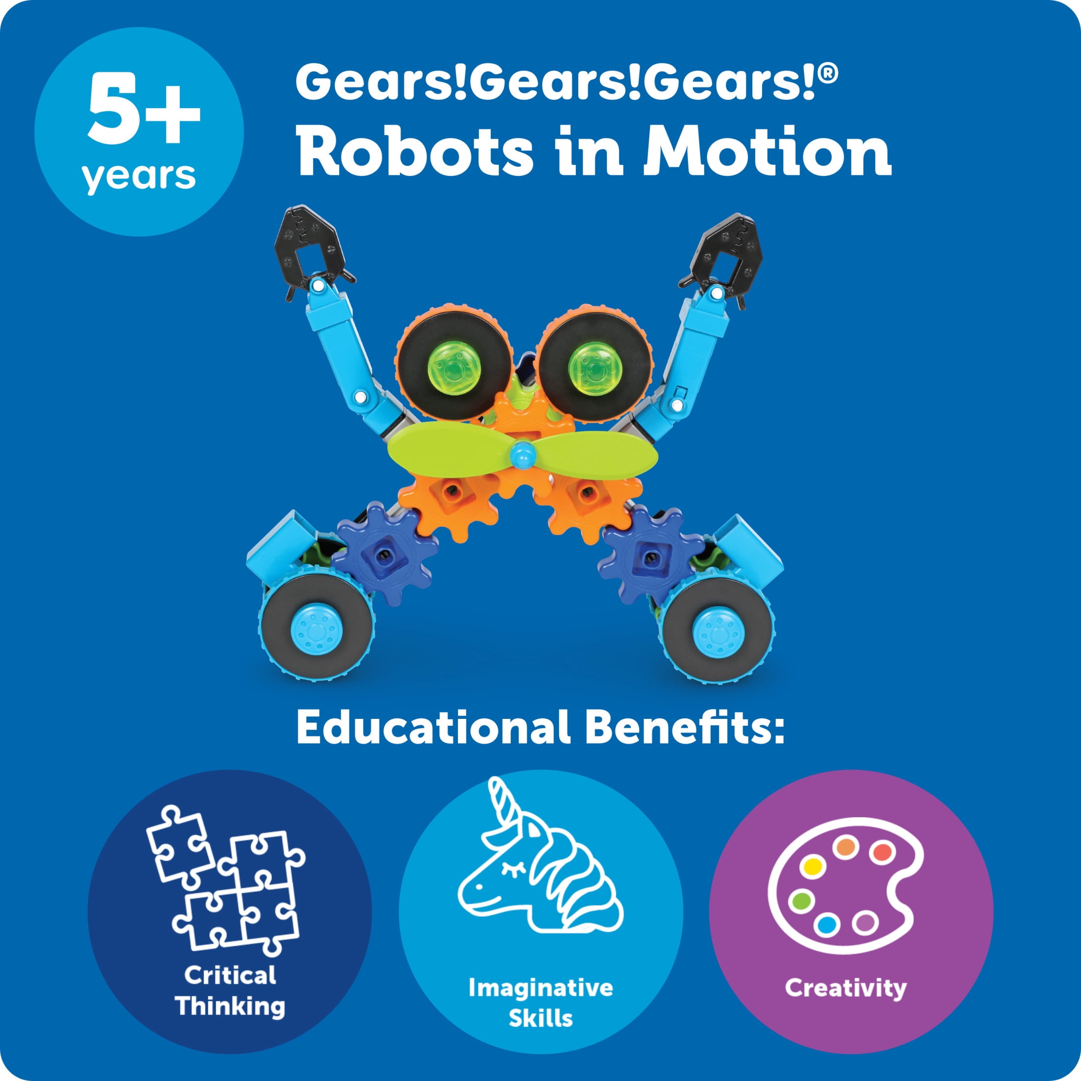 Learning Resources Gears! Gears! Gears! Robots in Motion, Engineering Toy for Kids, Ages 5+