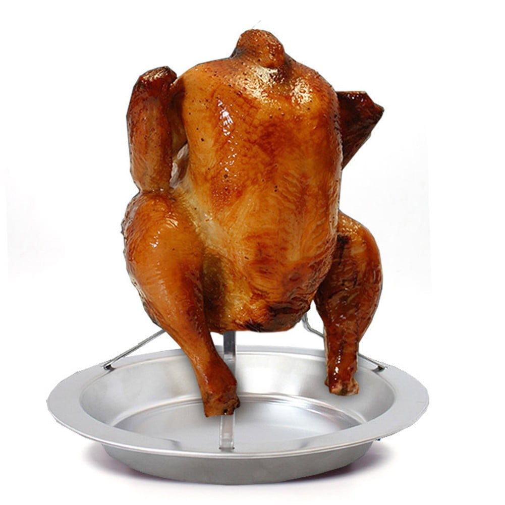 Chicken Turkey Roaster for BBQ Grill Oven Rack Stand Holder Tray Stainless Steel