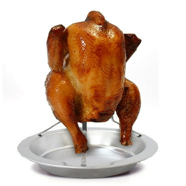 YIWEI Chicken Turkey Roaster For BBQ Grill Oven Rack Stand Holder Tray Stainless Steel