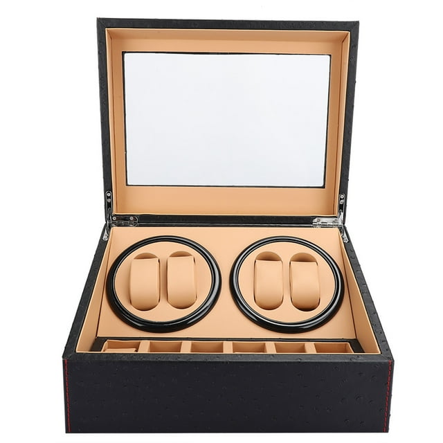 Caja enrolladora de relojes, caja enrolladora de relojes automática para 4+6 relojes, caja enrolladora de relojes de pulsera, caja de almacenamiento de relojes, diseño de última generación