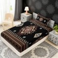 thumbnail image 4 of Erosebridal Bohemian Aztec Twin Sheet Sets, Black Brown Aesthetic Bedding, 3 Pieces 1 Flat Sheet, 1 Fitted Sheet and 1 Pillowcase, 4 of 5