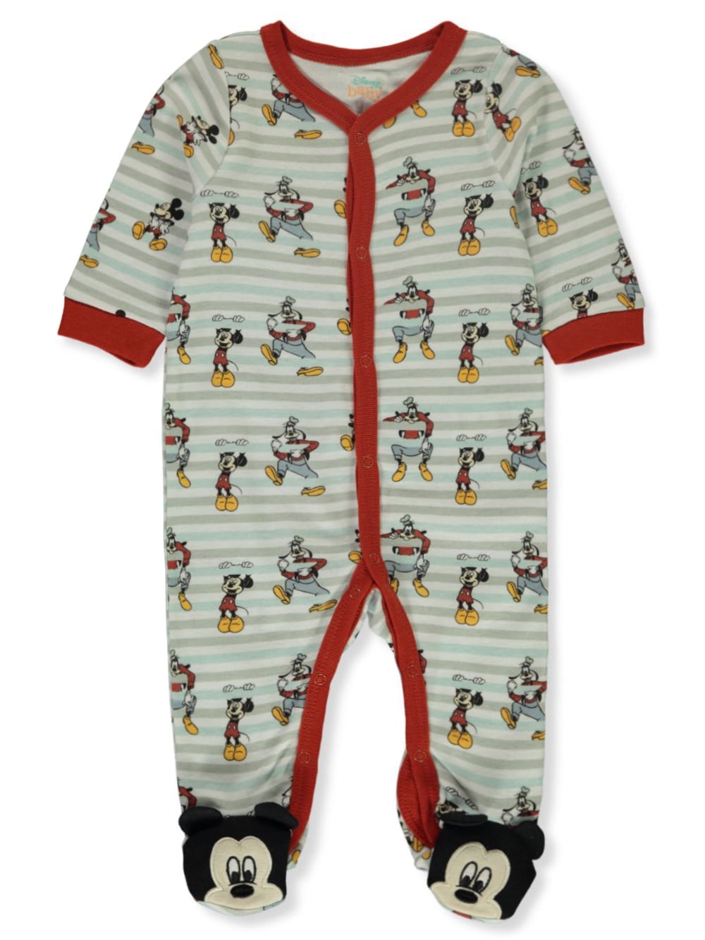 Disney Mickey Mouse Baby Boys' Footed Coveralls white/multi, 6 9