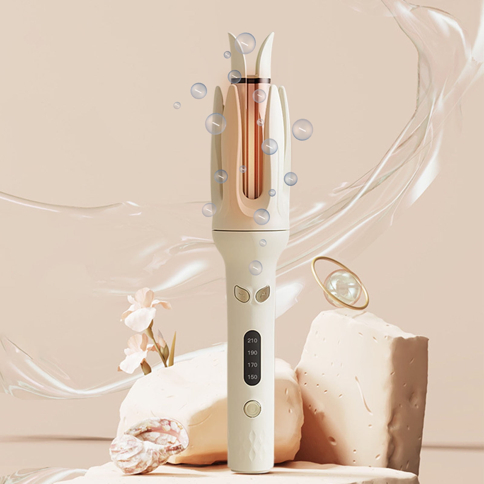 Automatic Curling Iron with Temperature Control, Negative Ion Technology for Hair Protection, No Damage Easy to Use, Portable for Home and Travel Styling Yellow