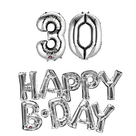 30th Birthday Party Balloons Supplies And Decorations In Silver