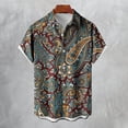 thumbnail image 3 of ZHAOCHENG Camisa hawaiana de manga corta para hombre, de verano, con bolsillo frontal, estampado hawaiano, informal, de algodón, estilo funky, de lino para playa, camiseta Y2K para hombre., 3 of 5