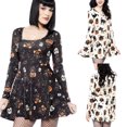 thumbnail image 5 of Vampire Sexy Halloween Print Long Sleeve Dress,Beige, 5 of 5