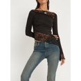 thumbnail image 2 of Women Lace Patchwork Shirt Top Y2K Fairy Grunge Long Sleeve T-Shirts Girls Vintage Aesthetic Slim Fit Going Out Tees Tops, 2 of 6