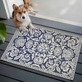 thumbnail image 3 of 2x3 Ft Entryway Area Rug, Blue Boho Flower Kitchen Rug Runner Washable Floor Mat, Country Vintage Tribal Ethnic Motifs Non Slip Indoor Door Mat Throw Carpet for Bathroom Living Room Bedroom, 3 of 8