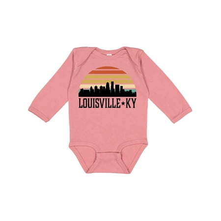 

Inktastic Louisville Kentucky Skyline Retro Sunset Gift Baby Boy or Baby Girl Long Sleeve Bodysuit