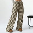thumbnail image 4 of ABATAB Women's Summer Pants Summer Wide Leg Lounge Ribbed Pants Drawstring Elastic Waist Comfy Striped Trendy Clothes, 4 of 6