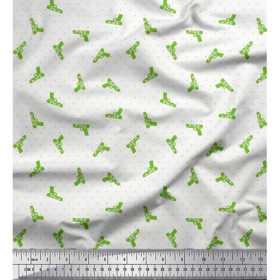 Soimoi polyester Crepe Fabric Dot & Weapon Printed Craft Fabric by the Yard 42 Inch Wide