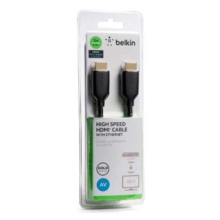 UPC: 0745883713066 | Belkin Components F3Y021BT2M 2 m High Speed Male to Male HDMI Cable with Ethernet  Black & Gold