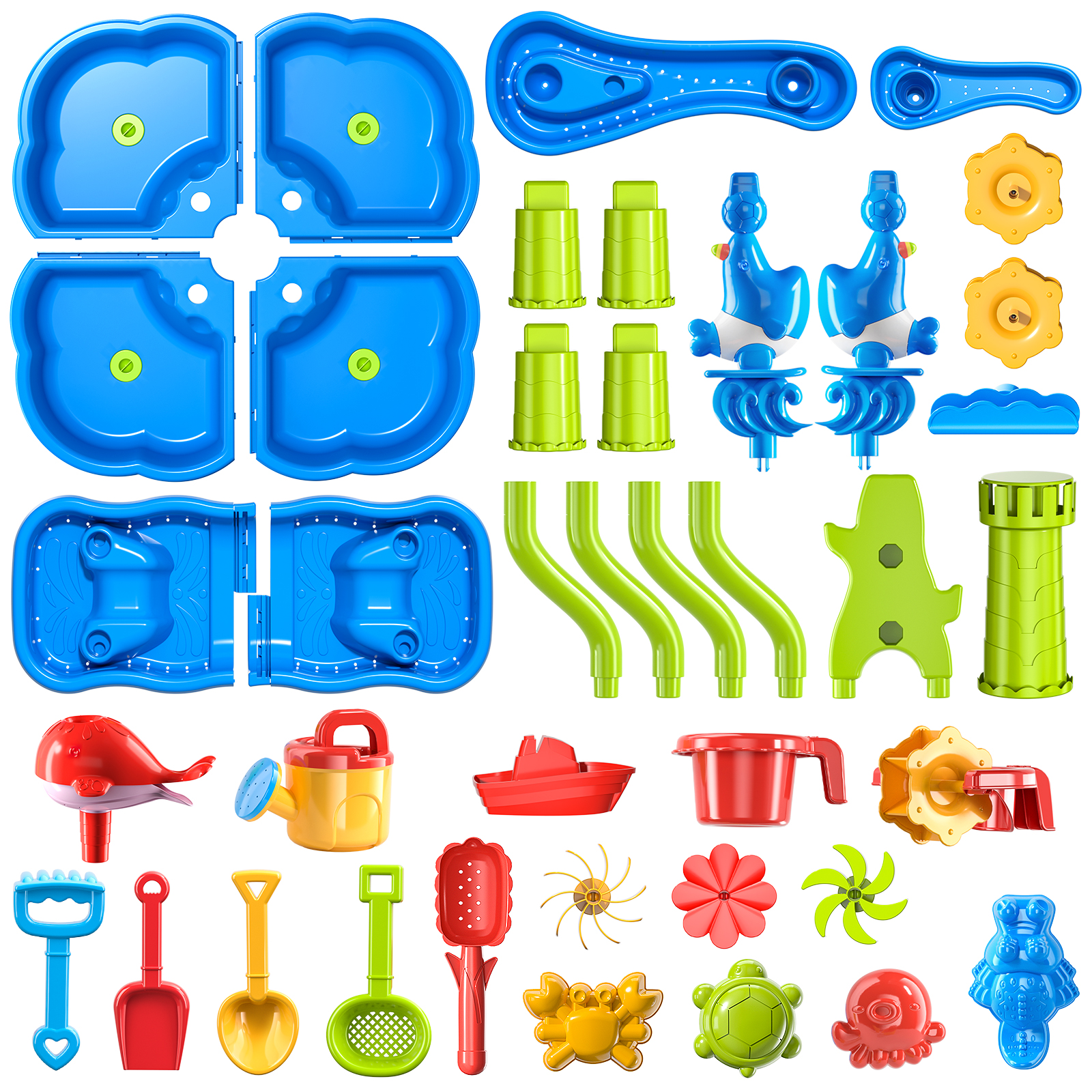ConeWhale Sand Water Table for Toddlers 3-5 Outdoor Backyard Summer Multi-Tier Waterfall 32.3 x 22.8 x 22.8 Inch