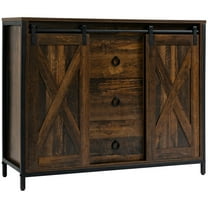 Resenkos Side Cabinet,Buffet Cabinet Kitchen Sideboard with Sliding Barn Doors, Brown