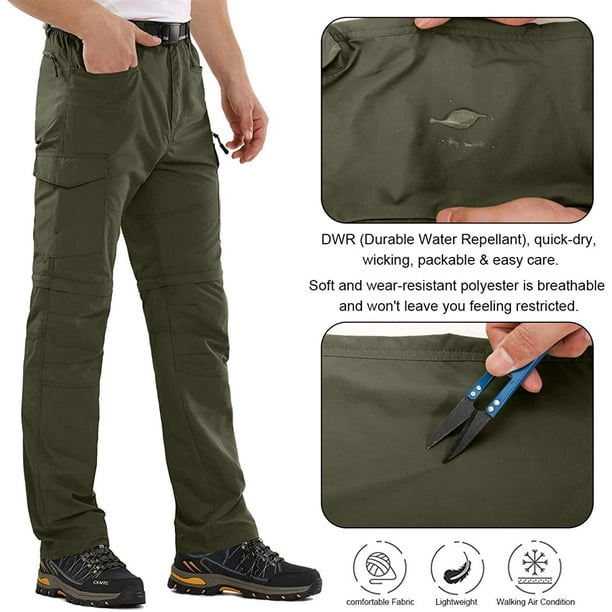 Jessie Kidden Mens Convertible Hiking Pants, Quick Dry Lightweight Zip Off Outdoor Fishing Travel Safari Pants (6055 Army Green 29)