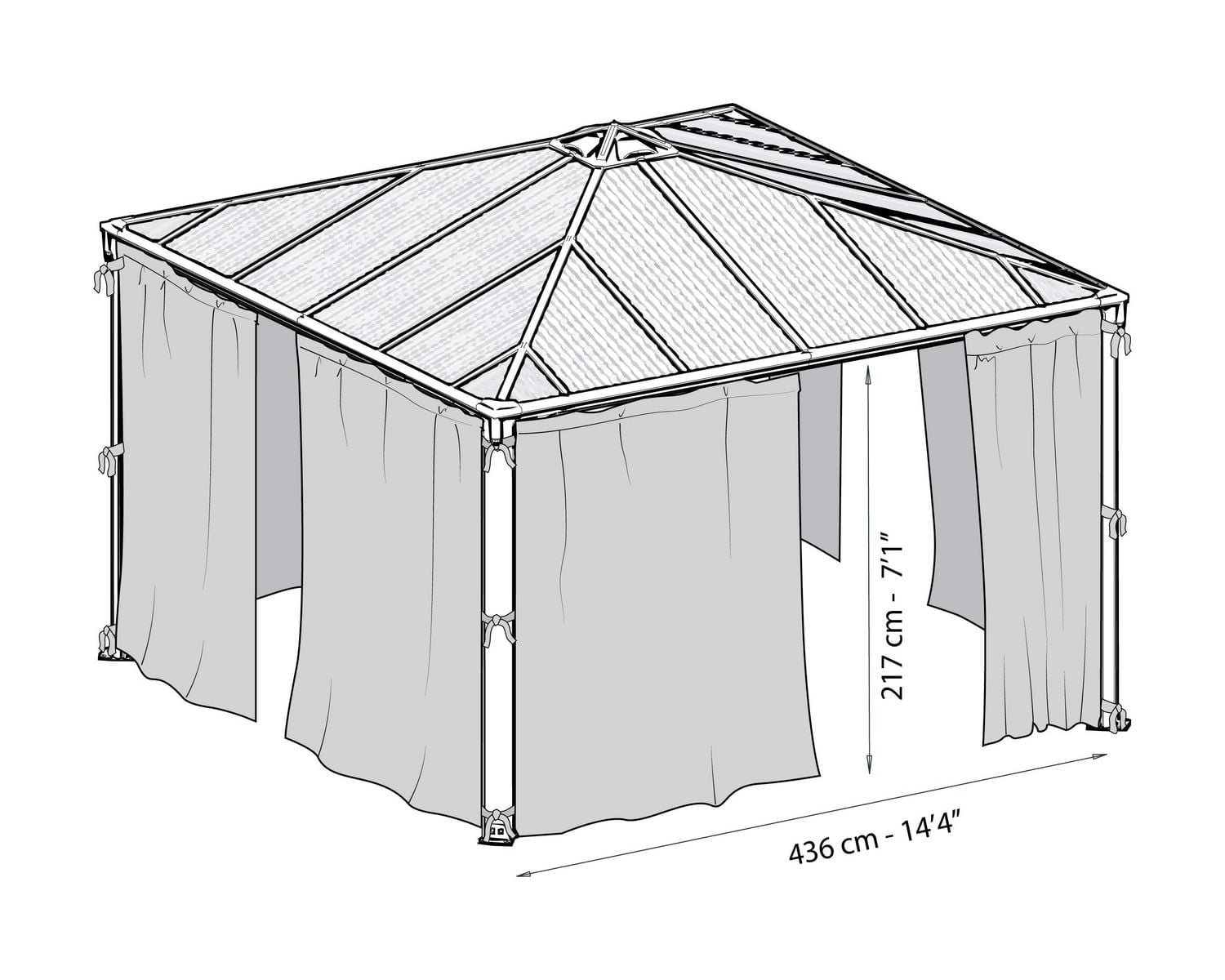 Ensemble de rideaux pour gazebo de jardin Palram Palermo 4300