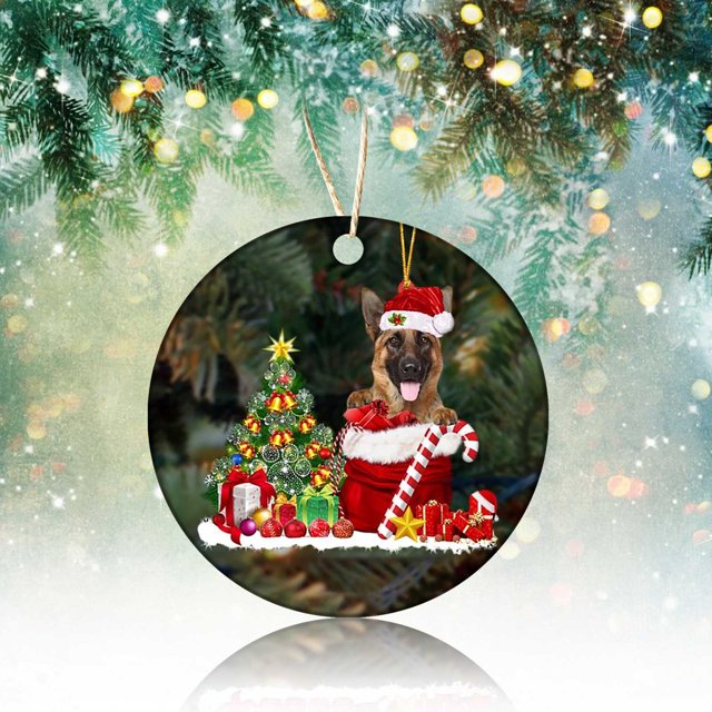 Fiudx Adorno para Árbol de Navidad, Figura de Perro de Madera Pintada a Mano, Bonita Decoración Navideña, Colgante Festivo, Perfecto para Árbol Genealógico, Regalo para Amantes de Las Mascotas, Tamañ