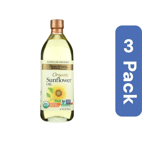 Spectrum Naturals Organic High Heat Sunflower Oil 32 fl oz (Pack Of 3)