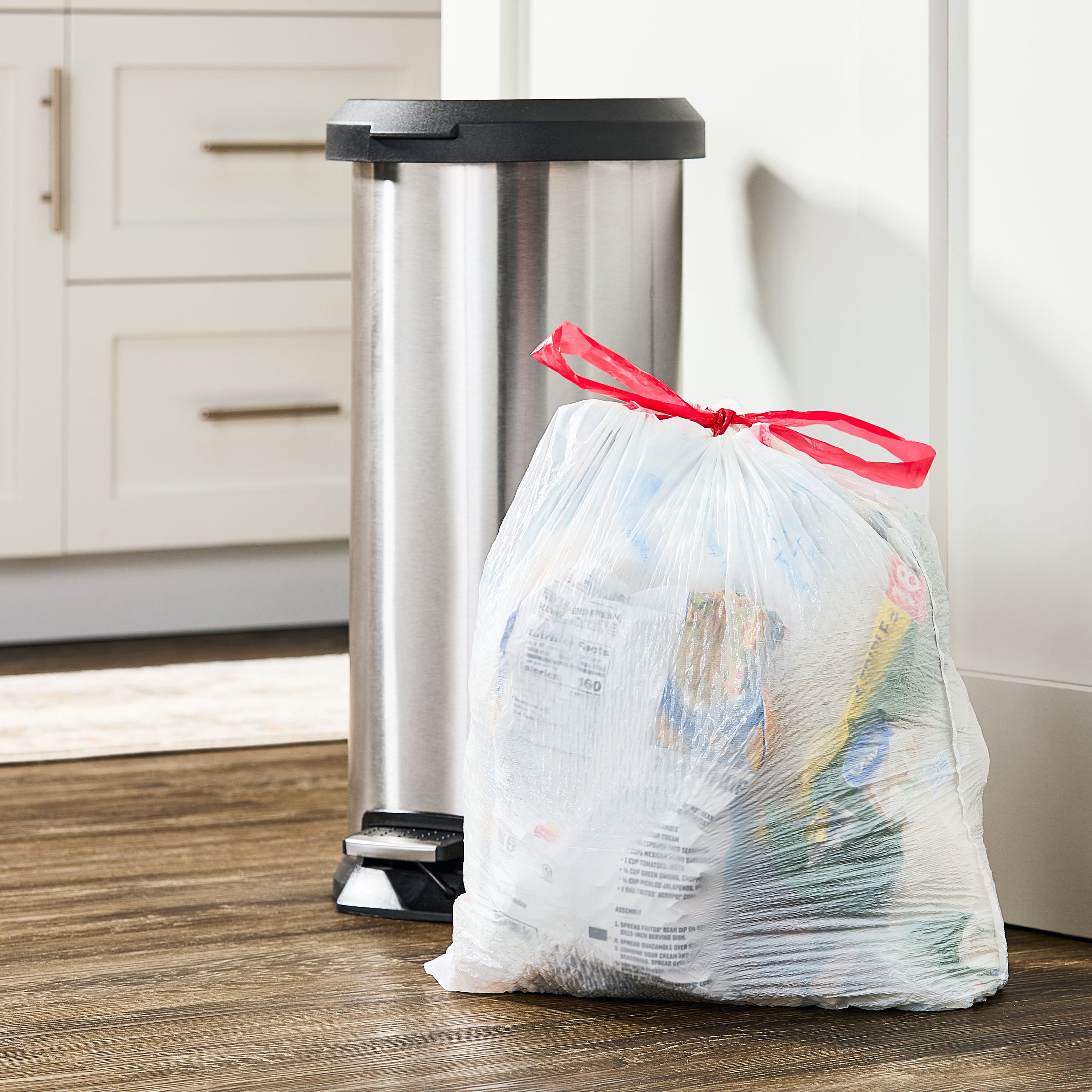 Great Value 8 Gallon Strong Flex Medium Drawstring Bags, 40 Bags