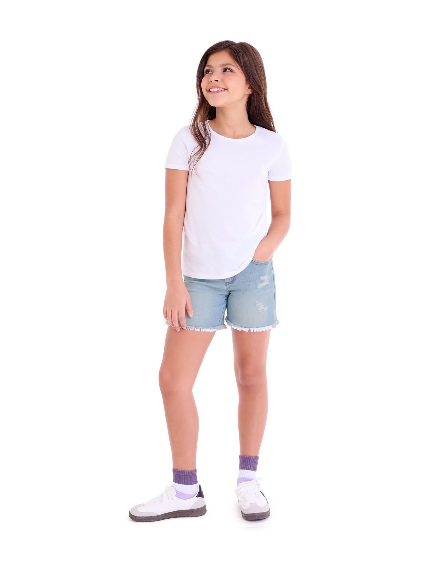 Jordache Girls Destructed 90's Midi Short, Sizes 5-18