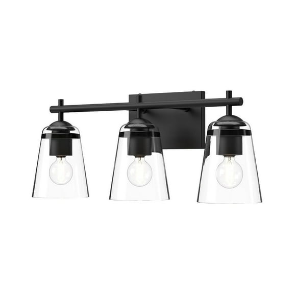 Kuzco Lighting Addison 22" Vanity Light Clear Glass 3X60W E26 Matte Black/Clear Glass