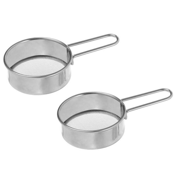 2 Pcs Stainless Steel Screen Kitchen Supply Baking Filter Portable Flour Sieve Face Powder Coffee