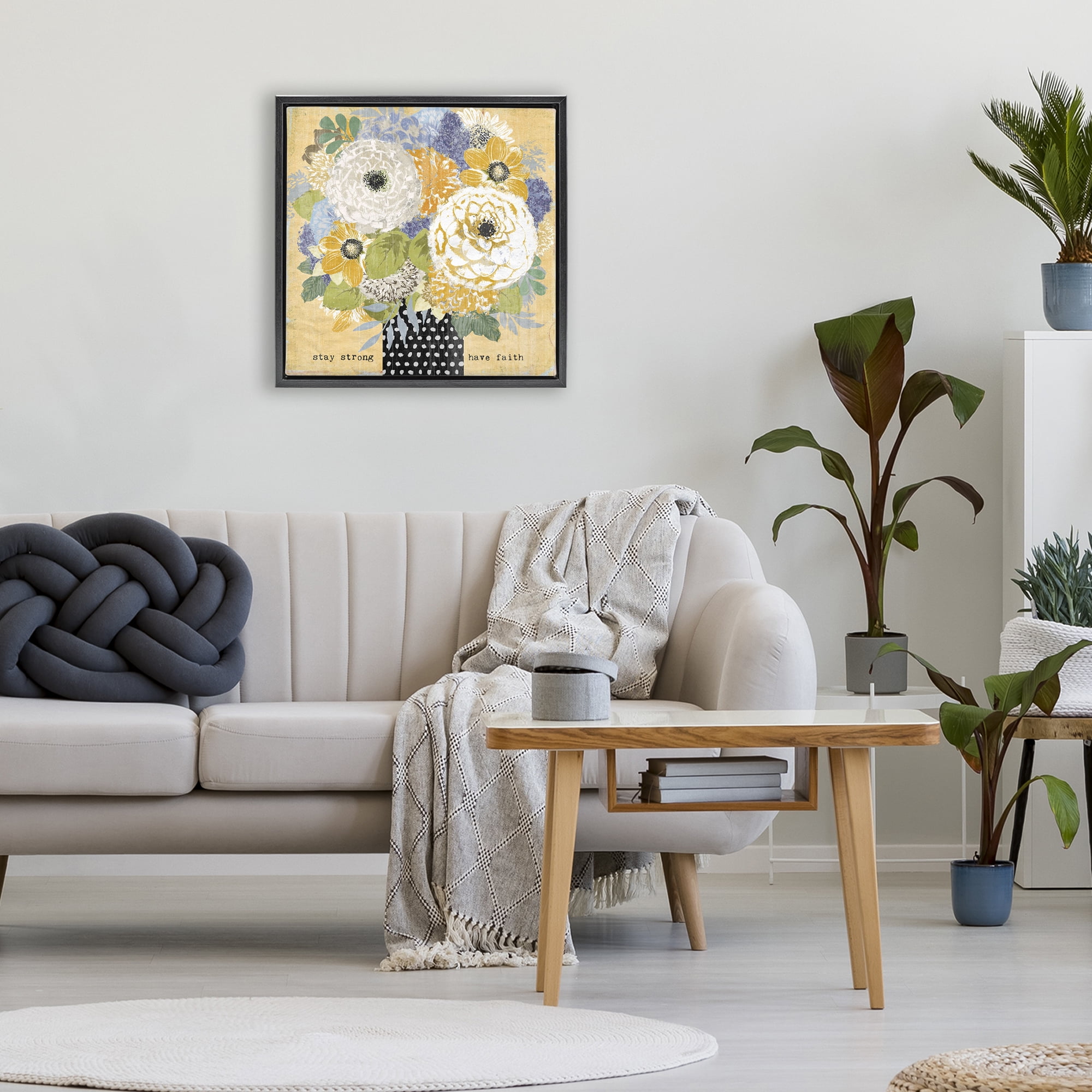 Stupell Industries Stay Strong Have Faith Black Framed Floater Canvas Wall Art, design by Suzanne Nicoll