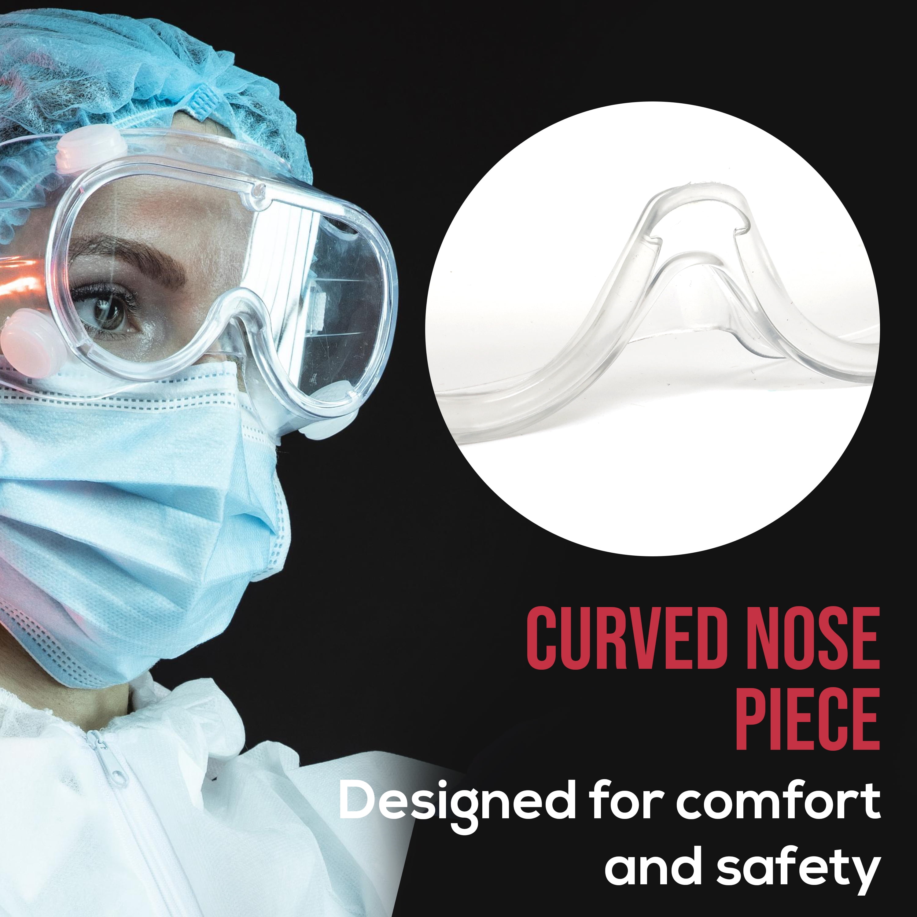 Bison Life 3 Pack Anti-Fog Clear Safety Goggles, Chemical and Splash Resistant, Adjustable Strap, ANSI Z87+